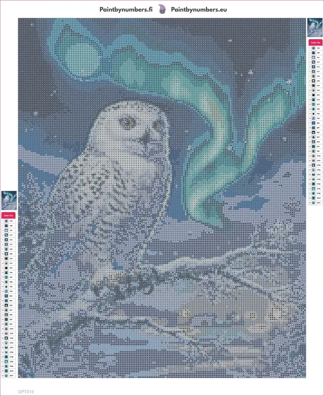 Snowy Owl timanttimaalauksen liimapintainen canvas 40x50cm