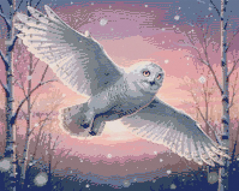 Timanttikuvio - Snowy Owl in Flight