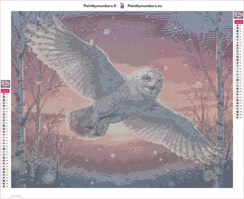 Snowy Owl in Flight timanttimaalauksen liimapintainen canvas 50x40cm