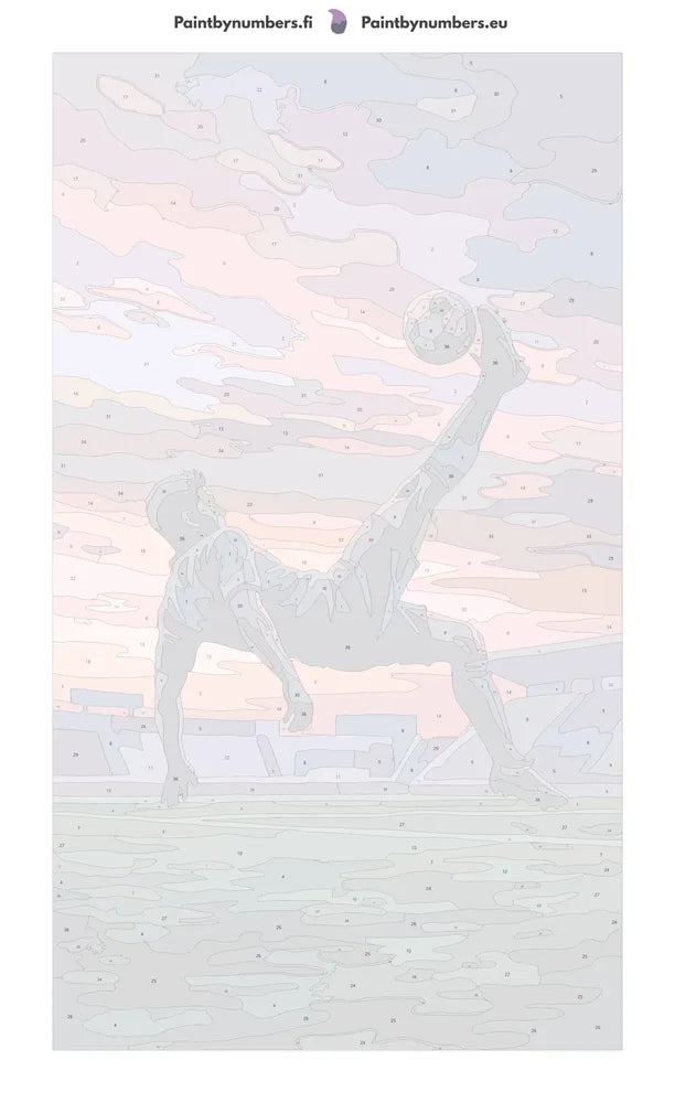 Numeroitu kangas - Soccer Player Bicycle Kick 40x70cm