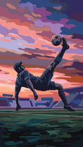 Thumbnail for Jalkapalloilija saksipotkussa stadionilla, numeromaalaus.