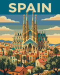 Thumbnail for Espanja travel poster numeromaalaus, Barcelonan kaupunkimaisema