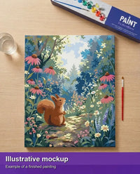 Thumbnail for Valmiin numeromaalauksen havainnekuva - Squirrel in Flower Meadow 40x50cm