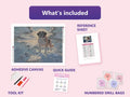 Thumbnail for St. Bernard at Summit 80x60cm timanttimaalauspaketin sisalto: liimapintainen canvas, varikartta, tyokalut ja timanttipussit