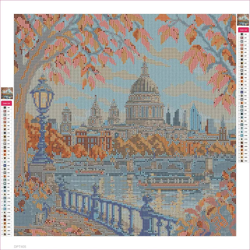 St Pauls through Autumn Branches timanttimaalauksen liimapintainen canvas 40x40cm