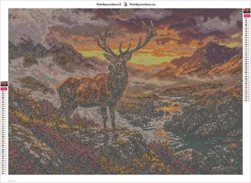 Stag at Sunset timanttimaalauksen liimapintainen canvas 70x50cm