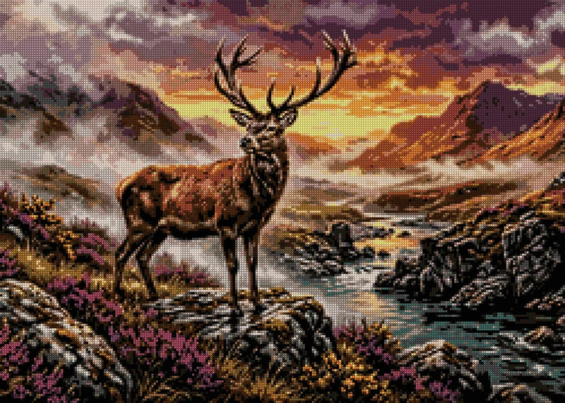 Timanttikuvio - Stag at Sunset
