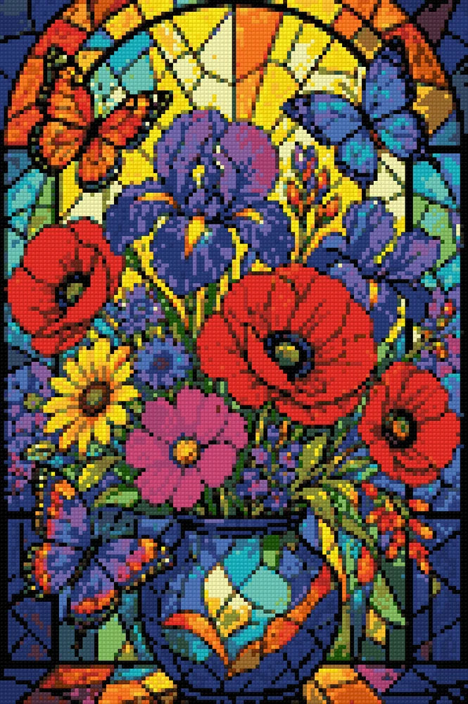 Timanttikuvio - Stained Glass Flowers