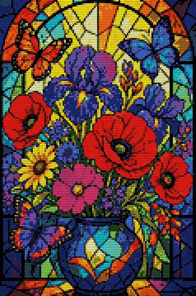 Timanttikuvio - Stained Glass Flowers
