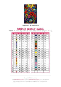Thumbnail for Stained Glass Flowers timanttimaalauksen värikartta – 35 DMC-väriä
