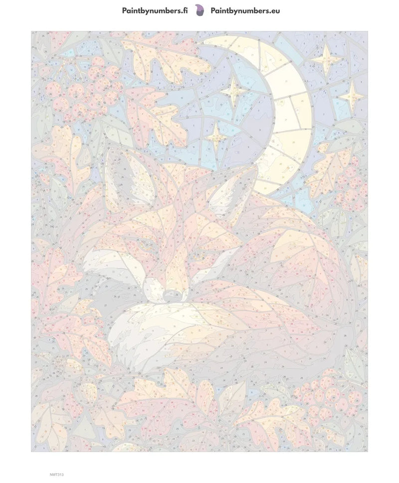 Numeromaalaus: Numeroitu kangas - Stained Glass Fox 40x50cm