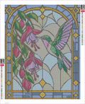 Thumbnail for Stained Glass Hummingbird and Fuchsia timanttimaalauksen liimapintainen canvas 40x50cm