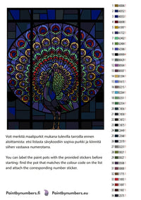 Thumbnail for Värikartta ja ohjeet - Stained Glass Peacock 40x50cm