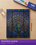 Thumbnail for Valmiin numeromaalauksen havainnekuva - Stained Glass Peacock 40x50cm