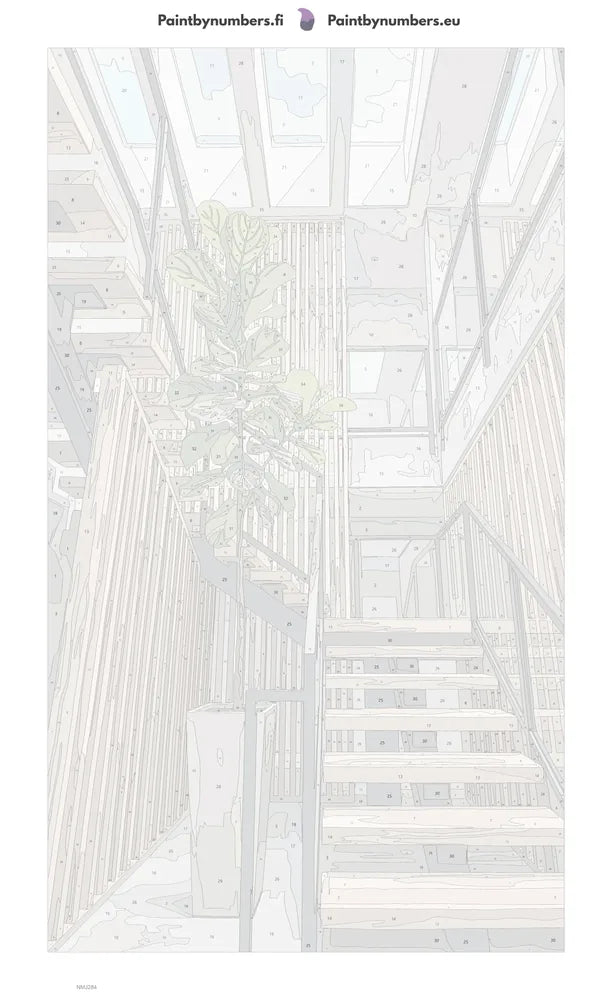 Numeroitu kangas - Staircase with Potted Plant 40x70cm