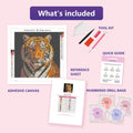 Thumbnail for Staring Tiger 30x30cm timanttimaalauspaketin sisalto: liimapintainen canvas, varikartta, tyokalut ja timanttipussit