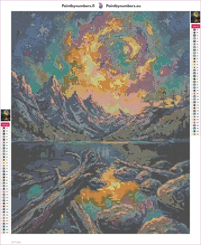 Starry Lake timanttimaalauksen liimapintainen canvas 40x50cm