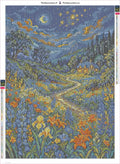 Thumbnail for Starry Night Cottage Meadow timanttimaalauksen liimapintainen canvas 50x70cm