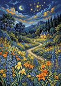 Thumbnail for Starry Night Cottage Meadow, 50x70 cm timanttimaalaus – lopullisen kuvion esikatselu