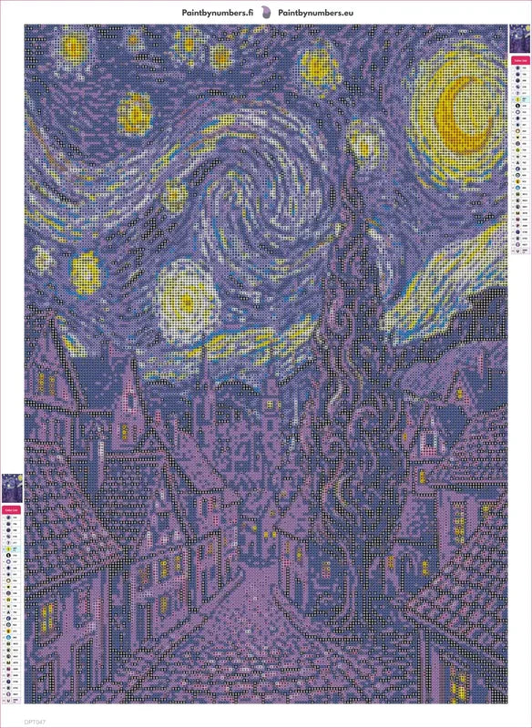 Starry Night Tree timanttimaalauksen liimapintainen canvas 50x70cm