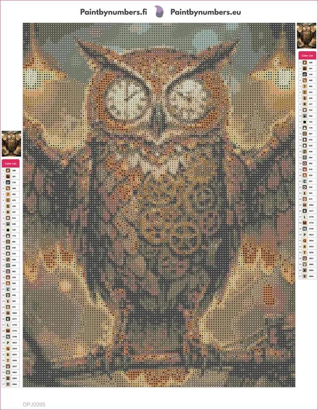 Steampunk Owl timanttimaalauksen liimapintainen canvas 30x40cm