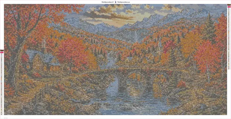 Stone Bridge River timanttimaalauksen liimapintainen canvas 140x70cm