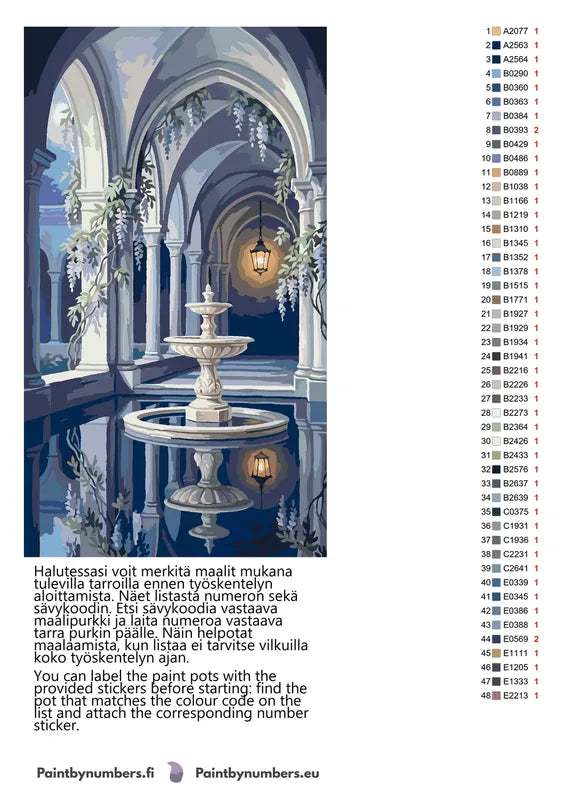 Värikartta ja ohjeet - Stone Fountain Courtyard 40x70cm