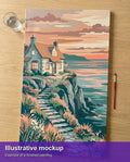 Thumbnail for Valmiin numeromaalauksen havainnekuva - Stone House by Sea 40x70cm