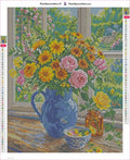 Thumbnail for Summer Flowers in Blue Jug timanttimaalauksen liimapintainen canvas 40x50cm