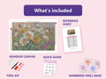 Thumbnail for Summer Poppies 60x40cm timanttimaalauspaketin sisalto: liimapintainen canvas, varikartta, tyokalut ja timanttipussit