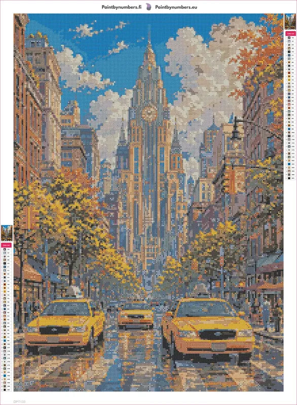 City Clock Tower timanttimaalauksen liimapintainen canvas 50x70cm