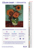 Thumbnail for Paint by numbers color chart - Sunflowers on Turquoise - väriluettelo ja ohjeet