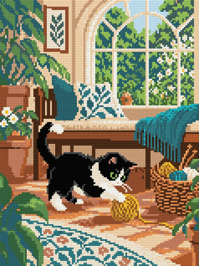 Sunroom Spool Mischief, 30x40 cm timanttimaalaus – lopullisen kuvion esikatselu