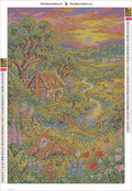 Thumbnail for Sunset Fox Family Countryside timanttimaalauksen liimapintainen canvas 40x60cm