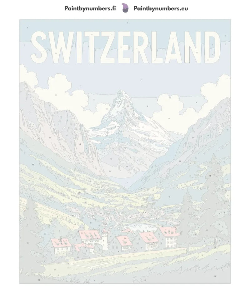 Numeroitu kangas - Switzerland Travel Poster 40x50cm