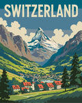 Thumbnail for Sveitsi travel poster numeromaalaus, alppimaisema ja vuoret