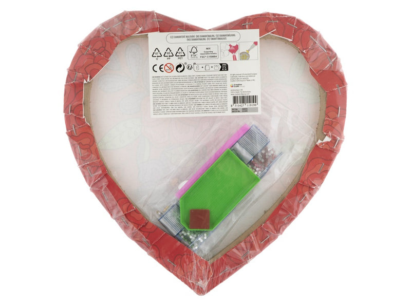 Sydän-timanttimaalauksen takapuoli