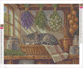 Thumbnail for Tabby Cat among Drying Herbs timanttimaalauksen liimapintainen canvas 50x40cm