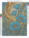 Thumbnail for Teal Poppy Panel timanttimaalauksen liimapintainen canvas 30x40cm