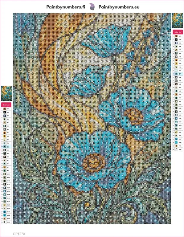 Teal Poppy Panel timanttimaalauksen liimapintainen canvas 30x40cm