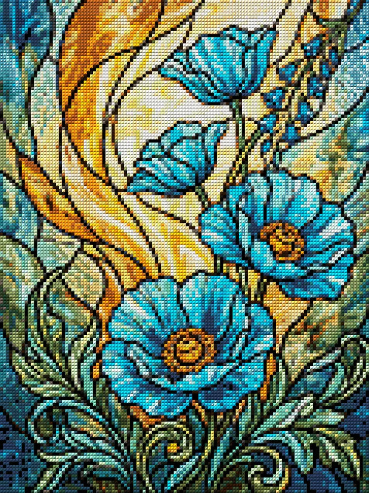 Timanttikuvio - Teal Poppy Panel
