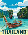 Thumbnail for Thaimaa travel poster numeromaalaus, trooppinen rannikko ja meri