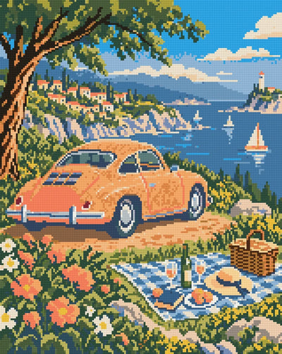The Apricot Coupe Picnic, 40x50 cm timanttimaalaus – lopullisen kuvion esikatselu