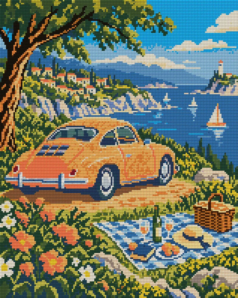 The Apricot Coupe Picnic, 40x50 cm timanttimaalaus – koko kuvion esikatselu ilman lähikuvaa