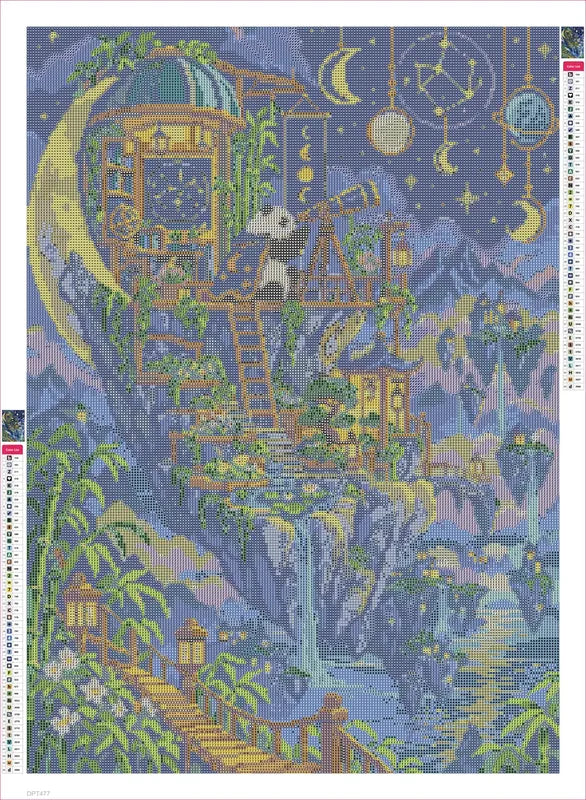 The Astronomers Bamboo Moon timanttimaalauksen liimapintainen canvas 50x70cm