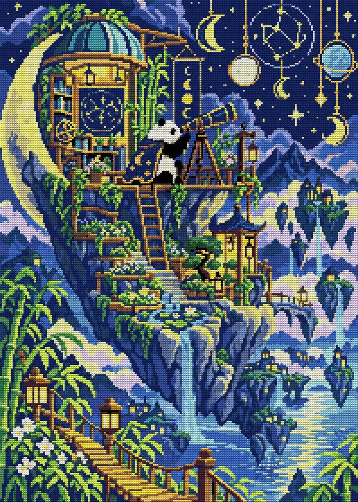The Astronomers Bamboo Moon, 50x70 cm timanttimaalaus – koko kuvion esikatselu ilman lähikuvaa