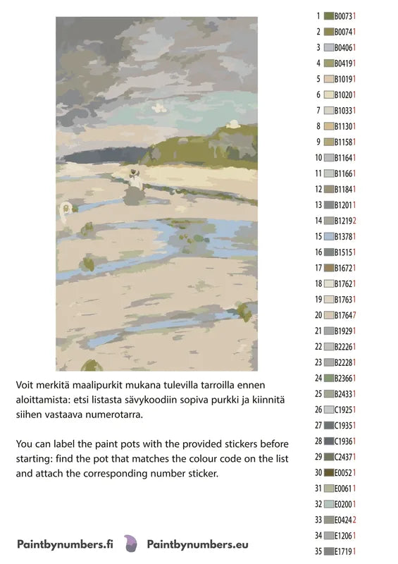Värikartta ja ohjeet - The Beach at Saint-Jacut 40x70cm