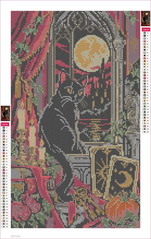 The Black Cat Tarot Window timanttimaalauksen liimapintainen canvas 30x50cm