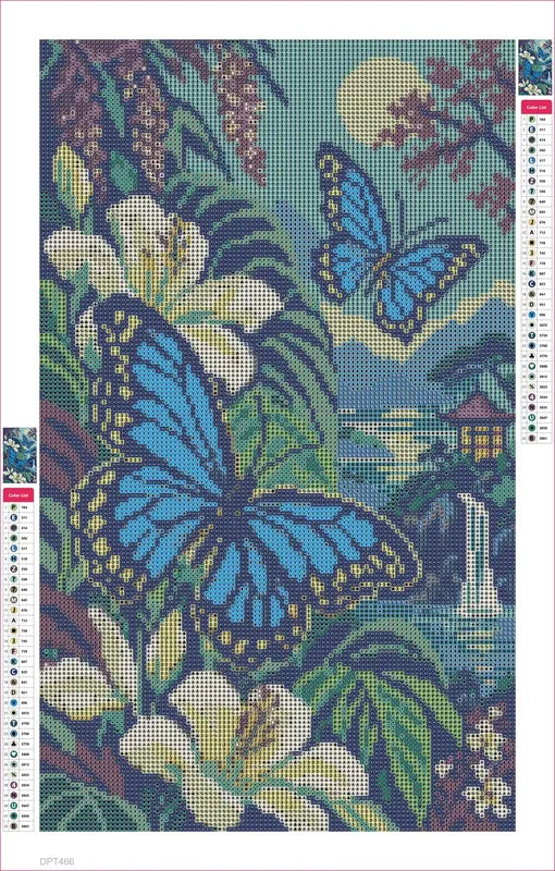 The Blue Butterfly Fern Room timanttimaalauksen liimapintainen canvas 30x50cm
