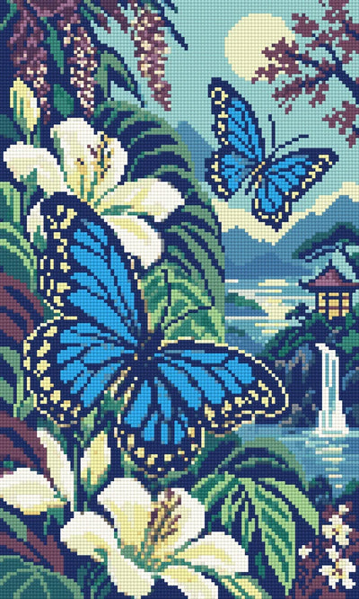 The Blue Butterfly Fern Room, 30x50 cm timanttimaalaus – lopullisen kuvion esikatselu
